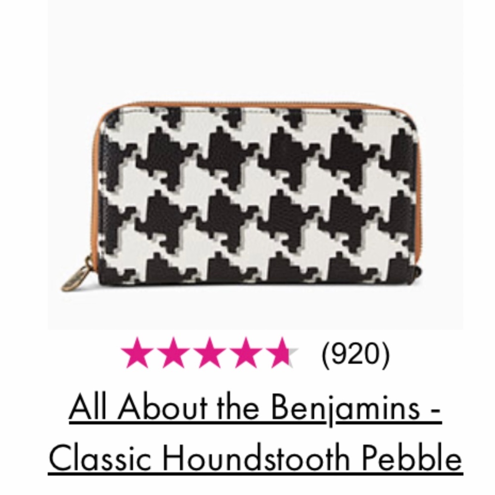Thirty one all about the benjamins wallet classic houndstooth pebble, NIB